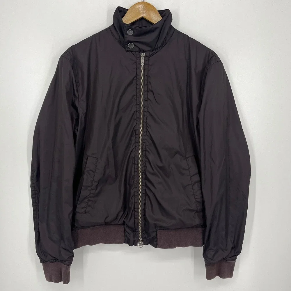 John Varvatos Mens Bomber Jacket Dark Plum Purple Nylon Mock Neck Size S